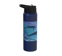 Cosmic Dolphins Dreamscape - Serene Ocean Space Art Stainless Steel Insulated Water Bottle