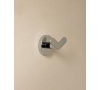 COSMIC Start Double Wall Hook with Circular and Contemporary Design. Towel Hook with Screw Attachment. Chrome Color Metal Bathroom Accessory