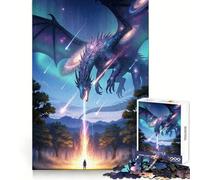 Cosmic Dragon Encounter Forest Jigsaw 1000 Pieces for Teenagers Strong Memory, Snug Cut, Joyful Challenge, Home Display (38x26cm)