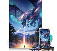 Cosmic Dragon Encounter Forest Jigsaw 1000 Pieces for Teenagers Strong Memory, Snug Cut, Joyful Challenge, Home Display (38x26cm)