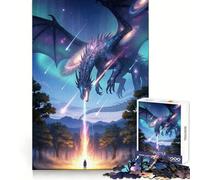 Cosmic Dragon Encounter Forest Jigsaw Puzzles 1000 Pieces for Adults Logic Play, Vivid Print, Family Enjoyable, Art Piece (38x52cm)