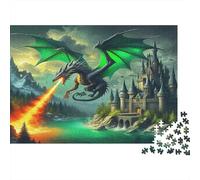 Cosmic Dragon Perched on Rocky Cliff Jigsaw Puzzles Puzzles for Adults Kids. 1000 Pieces Whimsical Challenge Toy Educational Game Home Decoration for Adults& Kids Age 14 Years Up 70x50cm/1000pcs