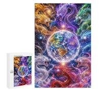 Cosmic Dragons Surrounding Radiant Earth Jigsaw Puzzle, 1000 PCS, Indoor Activity for The Home, An Absorbing Project for Relaxed Weekends, at Home