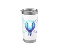 Cosmic Drip Baseball Graphic Blue Vaporwave Aesthetic Stainless Steel Insulated Tumbler