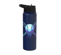 Cosmic Drip Baseball Graphic Blue Vaporwave Aesthetic Stainless Steel Insulated Water Bottle