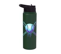 Cosmic Drip Baseball Graphic Blue Vaporwave Aesthetic Stainless Steel Insulated Water Bottle