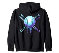 Cosmic Drip Baseball Graphic Blue Vaporwave Aesthetic Zip Hoodie