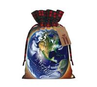 Cosmic Earth Holiday Printed Drawstring Pouch S, Lightweight Drawstring Bag For Storage And Wrapping