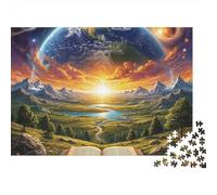 Cosmic Earth Landscape 1000 Piece Puzzles Beautiful View Earth Book Landscape Wall Decoration Decompression Jigsaw for Men And Women Challenging Puzzles Jigsaw Puzzles for Adults 70x50cm/1000pcs