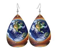 Cosmic Earth Leather Earring. Stylish teardrop shape, perfect for women, and a great decorative choice for parties and holidays.