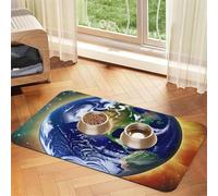 Cosmic Earth Pet Absorbent Leather Placemat 40x60cm Beautiful Design Cat and Dog Bowl Mat Portable Storage