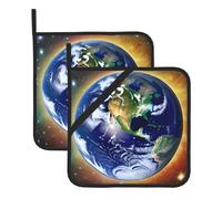 Cosmic Earth Printed potholders,2-Piece Oven potholder Set for countertop Cooking, Baking, microwaving, and Grilling