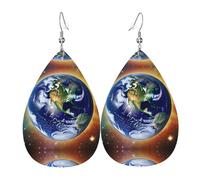 Cosmic Earth Teardrop-shaped leather earrings, clothing decoration, suitable for festival parties, holidays and daily life