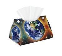 Cosmic Earth Tissue Box Cover,Modern PU Leather Rectangular Tissue Holder,Wipes Dispenser Paper Cover Case Napkin Holder for Bathroom Bedroom Vanity Countertop Desk Car