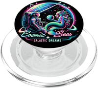 Cosmic Encounter - Astronaut Meets Space Mermaid Psychedelic PopSockets PopGrip for MagSafe