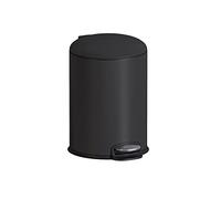 COSMIC Essentials Bathroom and Kitchen Bin with Pedal System, Circular Design and 3L Capacity. Small Trash Bin with Lid for Cleaning in Matte Black Color