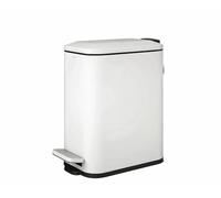 COSMIC Essentials Bathroom and Kitchen Pedal Bin with Lid, Modern Design, and 5L Capacity. Small Trash Can with Soft-Close Lid in Matte White Color