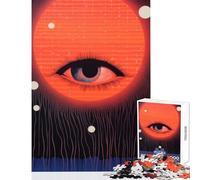 Cosmic Eye Retro Japanese Lithograph Jigsaw Puzzles 1000 Piece for Adults Enhance Focus for Better Performance Quiet Soothing Playtime Fun (50x75cm)