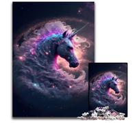 Cosmic Fantasy Unicorn Puzzles for 1000 Piece Wooden Jigsaw Puzzles for Adults Home Decor Brain Teaser Game for TeenagersFamily Interaction 1000 PCS(75x50cm)