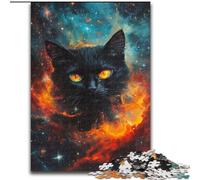 Cosmic Flame Black Cat 1000 Piece Jigsaw Puzzles for Adults, Challenging Game Gifts for Is Ideal As A Gift for The Whole Family (50x75cm)