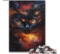 Cosmic Flame Black Cat Jigsaw Puzzles for Teenagers 1000 Piece Puzzle, Challenging Game Toys Every Piece Is Unique - Challenging Family Fun Game (50x75cm)