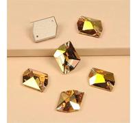 Cosmic Flat Back Sew On Crystal Stones Sewing Glass Strass DIY Loose Rhinestone for Dress-Metallic Sunshine-13x17mm 16Pcs