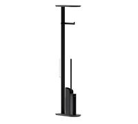 COSMIC Flat Base Toilet Paper Holder with Integrated Ultra-Slim Toilet Brush for Bathroom with Minimalist Design. Free-Standing Holder for Toilet Paper with Silicone Toilet Brush, in Matte Black Color