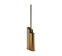 COSMIC Flat. Bathroom Brush with Flexible Silicone Bristles and Ultra-thin Design. Floor or Wall Toilet Brush Holder with Screw or Adhesive Fixing. Matte Gold Brush Holder