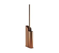 COSMIC Flat. Bathroom Brush with Flexible Silicone Bristles and Ultra-thin Design. Floor or Wall Toilet Brush Holder with Screw or Adhesive Fixing. Brush Holder Matte Copper Color