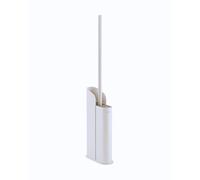 COSMIC Flat. Bathroom Brush with Flexible Silicone Bristles and Ultra-thin Design. Floor or Wall Toilet Brush Holder with Screw or Adhesive Fixing. Brush Holder Matte White Color