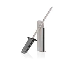 COSMIC Flat Silicone Bathroom Loo Brush with a Flexible and Ultrafine Design. Dual-Mount Toilet Brush Holder for Floor or Wall Installation. Chrome Color Brush Holder