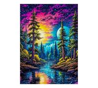 Cosmic Forest River 1000 Piece Jigsaw Puzzle for Adults | 38x26cm Vibrant cosmic forest scene offers a captivating challenge and a relaxing screen-free activity for puzzle lovers