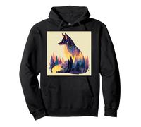 Cosmic Fox Forest Night Sky Silhouette Pullover Hoodie
