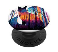 Cosmic Fox Forest Stars Watercolor Art PopSockets Adhesive PopGrip