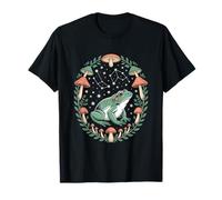 Cosmic Frog Among Forest Mushrooms and Starry Constellations T-Shirt