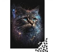 Cosmic Galaxy Cat Adult Jigsaw Puzzle Premium 100% Recycled Board Problem Solving Puzzles for Adult Children 1000pcs (38x26cm)