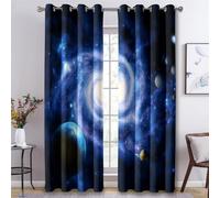 Cosmic Galaxy Curtains for Bedroom Living Room, Outer Space Blackout Curtains Eyelet 90 Drop 2 Panels, Patterned Window Drapes, Home Decor 46x90 Inch B-D25