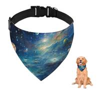 Cosmic Galaxy Dog Bandana With Adjustable Strap D Ring Dog Neckerchief Pet Bibs Triangle Bandana for Dogs Accessories Puppy Dogs Cats Decor Machine Washable