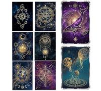 Cosmic Galaxy E-Reader Case Inserts 8PCS - Celestial Space Aesthetic Back Insert Cards for Clear Case, Starry Night Astrology Sacred Geometry Reader Device Decoration Cards Gifts for Book Lovers