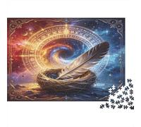 Cosmic Galaxy Feather Puzzle 1000 Piece Jigsaw Puzzle Paper for Adults Fantasy Time Magic Scene Puzzle Game for Family Relaxation Gift Home Decor nan