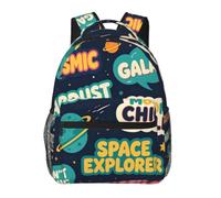 Cosmic Galaxy Letter Print Casual Travel Backpack with Laptop Compartment