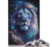 Cosmic Galaxy Lion 500 Piece Puzzles Wooden Jigsaw Puzzles for Adults, Difficult Jigsaw Adult Challenge Game 500pcs (52x38cm)