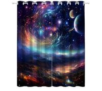 Cosmic Galaxy Mountain Landscape Blackout Curtains Astronomical Universe Grommet Drapes For Living Room Gaming Space Space Lover Window Coverings Futuristic Artistic Curtains W60 x L140cm 2 Panel