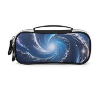 Cosmic Galaxy Pencil Case with Handle, Large Capacity PU Leather Pencil Bag Office Organizer, Portable Cosmetic Bag for Travel, Home