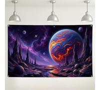 Cosmic Galaxy Wall Backdrop, Vibrant Space Landscape Decoration for Photography, Alien Planet Themed Indoor/Outdoor Event Background, Sci-Fi Party DÉCor 71x43 Inch