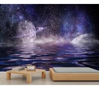 Cosmic Galaxy Wall Mural Dreamy Space Decor Outer Space Mural Wallpaper 3D Planet Nebulae Wallpaper for Ceiling Living Room Bedroom Abstract Galaxy Decor 350 x 256 cm