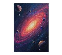 Cosmic Galaxy with Cubes Vivid Wooden Jigsaw Puzzle for Adults, 300 PCS