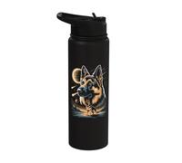 Cosmic German Shepherd Space Galaxy Scene Stainless Steel Insulated Water Bottle