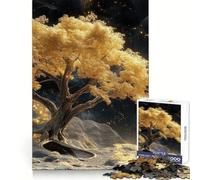 Cosmic Golden Tree Asteroid Landscape 1000 Piece Jigsaw Puzzle Calm Game, Perfect Connection, Joyful Challenge, Xmas Present (38x52cm)
