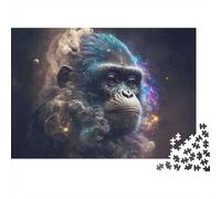 Cosmic Gorilla Colourful Clouds 1000 Piece Jigsaw Puzzle Jigsaw Puzzle for Adults Night View Puzzle Game 38x26cm/1000pcs
